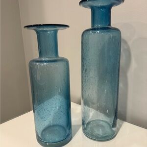 Elegant Blue Glass Vases set of 2